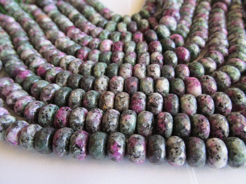 (image for) Green and purple agate rondelle beads #1220-AAT